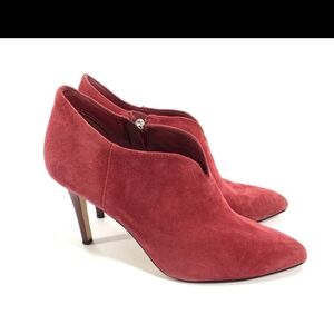 White House Black Market Red Suede Pointed Toe Booties 8.5
